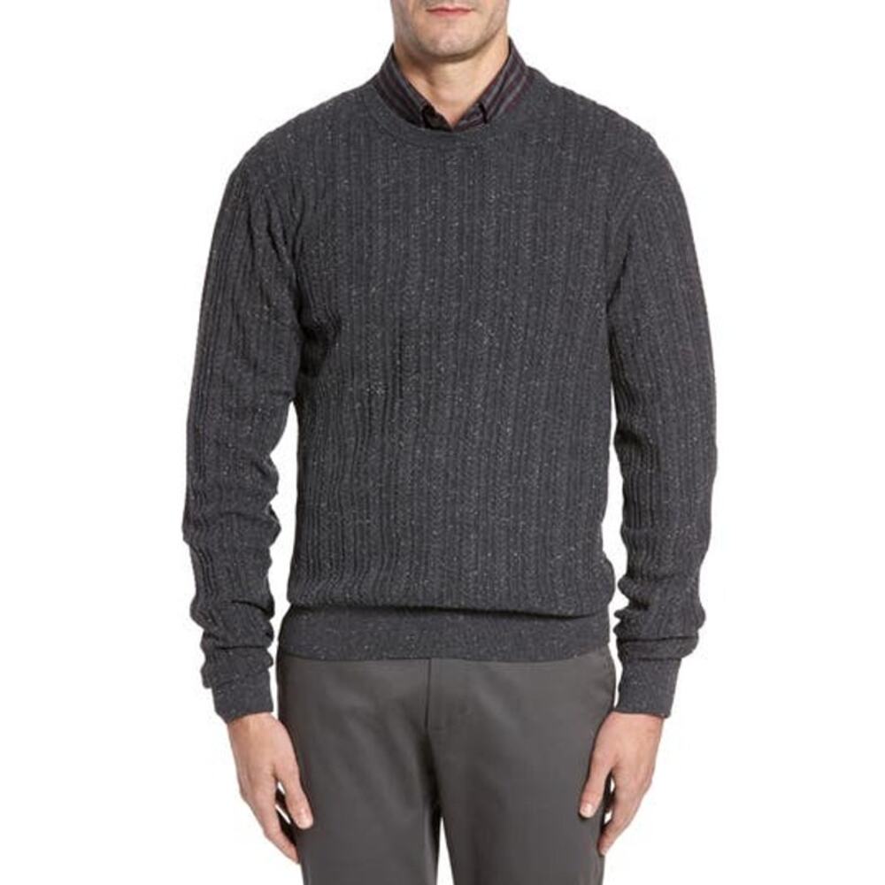 Men's Big & Tall Cutter & Buck Carlton Crewneck Sweater Charcoal Size 3XB /3 TG